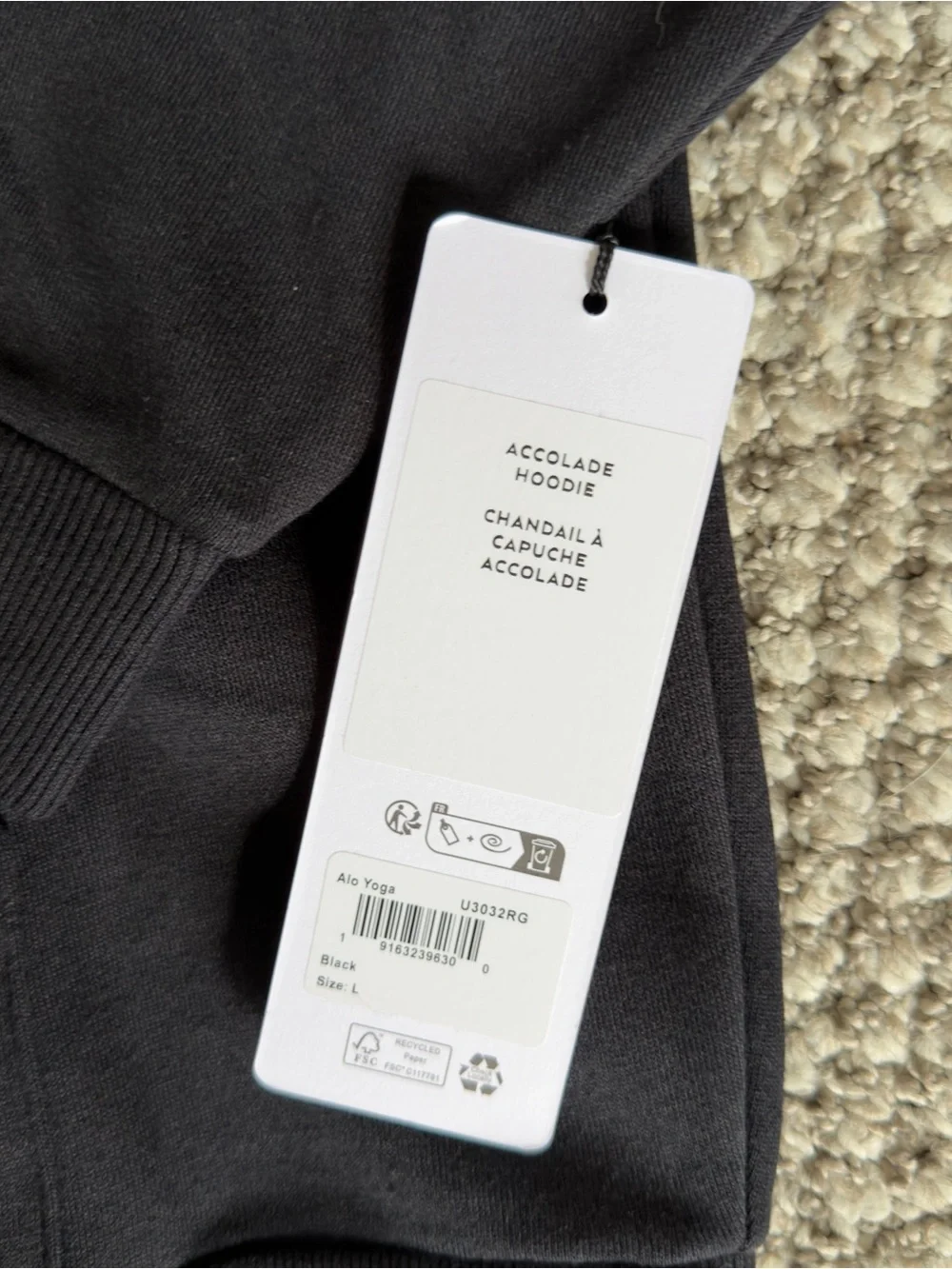 NWT ALO Accolade Hoodie Black Size Large